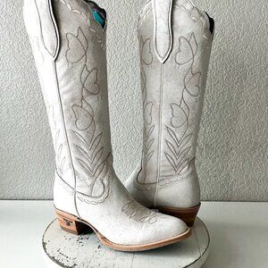 Lane SWEET MEMORIES Knee High Womens Cowboy Boots White Cowgirl Western Tall 8
